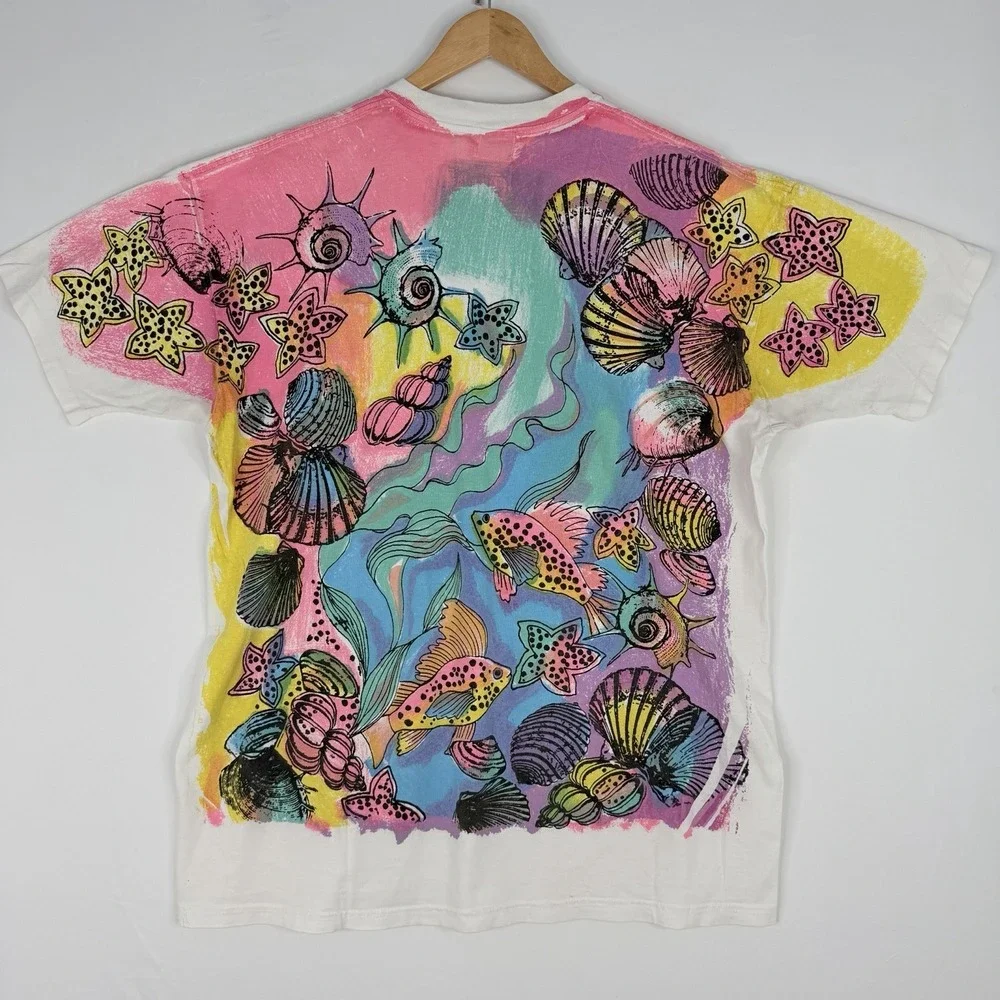 Vintage 90's‎ Freeze Tag Tropical Fish Coral AOP All Over Print T Shirt one size